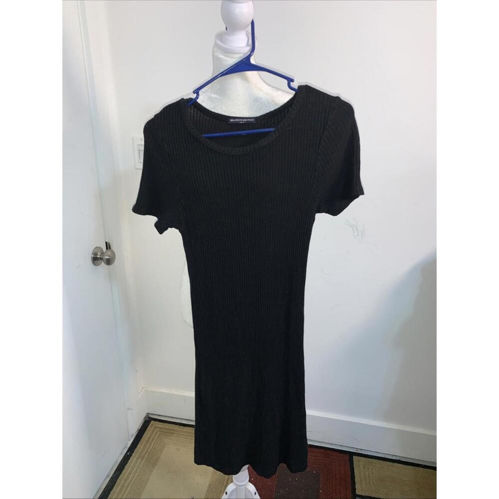 Brandy Melville Womens Black White Striped Ribbed Shirt Dress One Size Italy